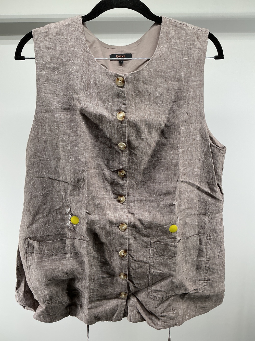 100% European Linen Longline Vest